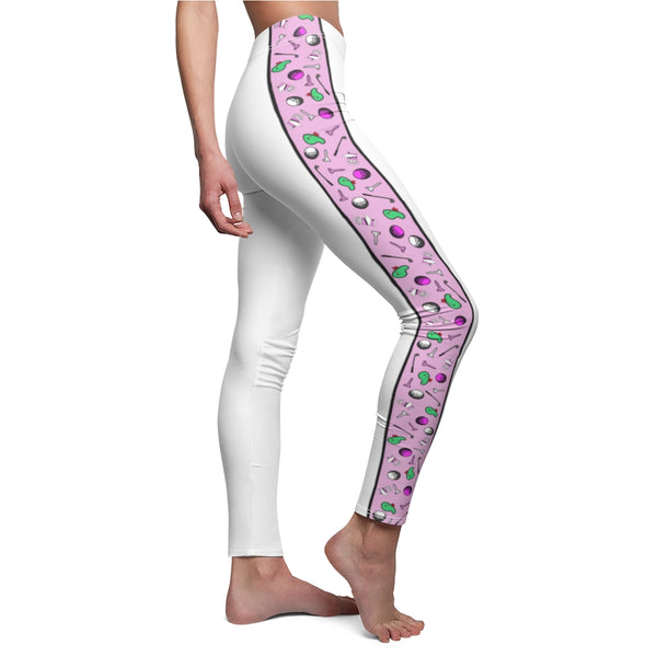 Comfy & Unique Signature Pink Golf Stripe Women's Casual Leggings