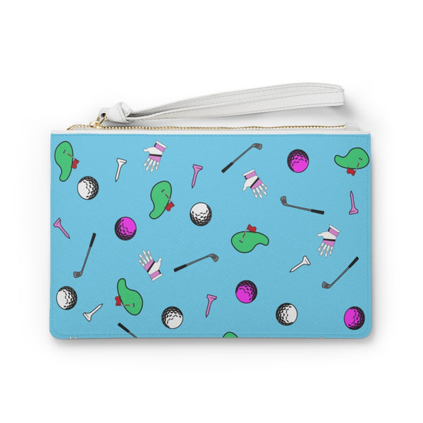 Sky Blue Golf Pattern Clutch Bag